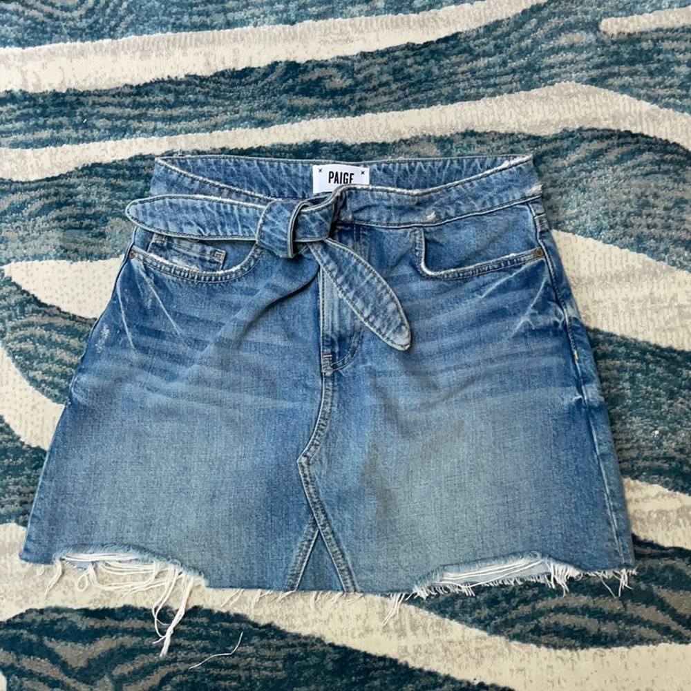 PAIGE Althea Denim Skirt with Tie Waist